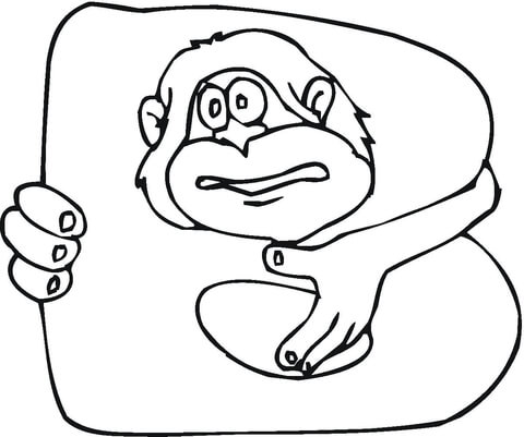 Letter B With Monkey Coloring Page